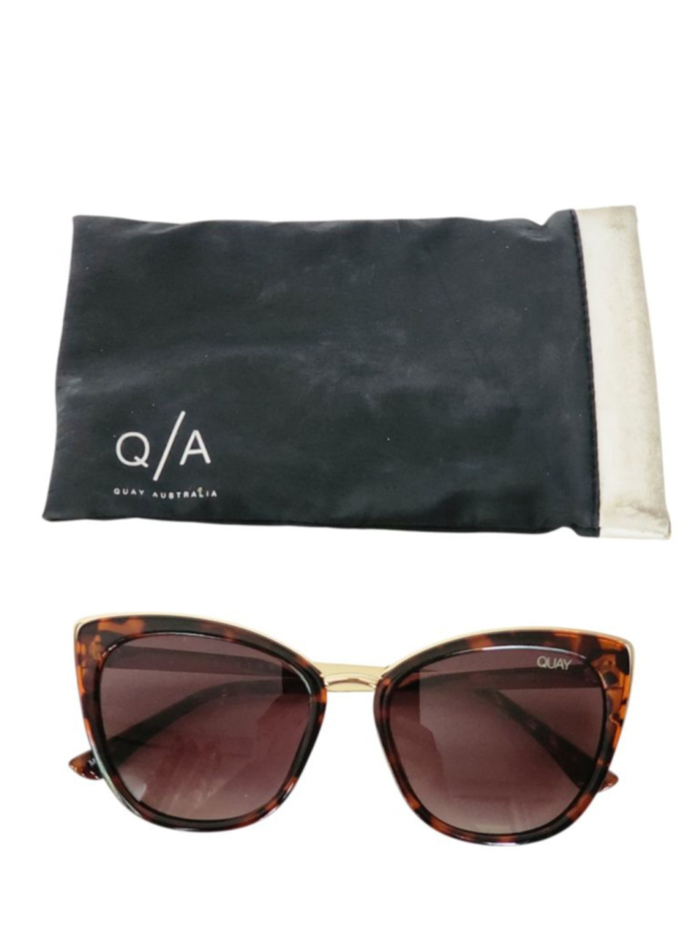 QUAY Australia NEW Honey Tortoise Cat Eye Sunglasses Brown Gold